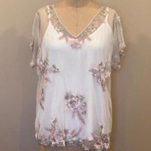 White House Black Market Embroidered Blouse